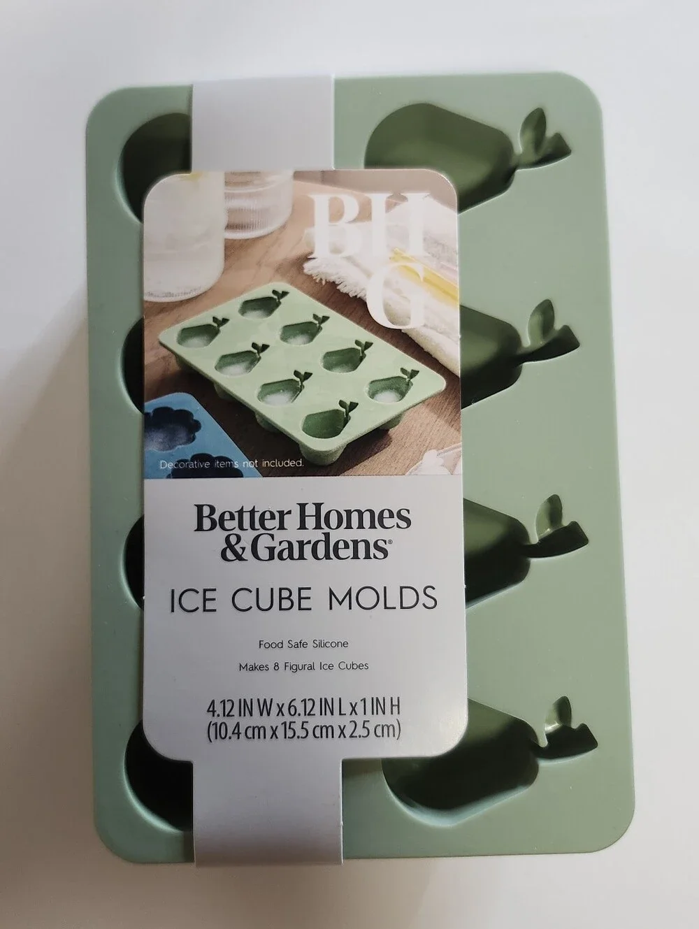 NWT Better Homes & Gardens Ice Cube Molds Silicone, Green Pear Novelty